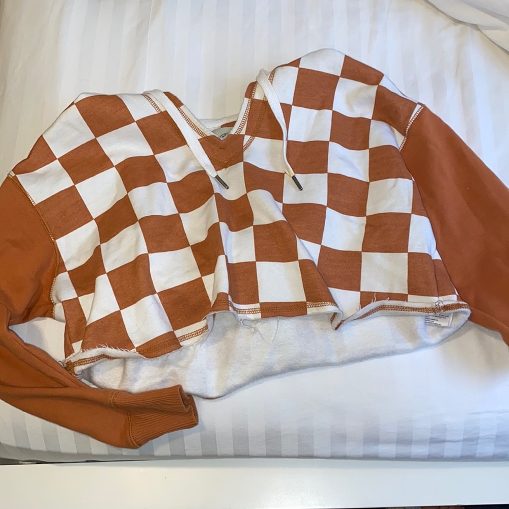 Urban Outfitters cropped checkered hoodie